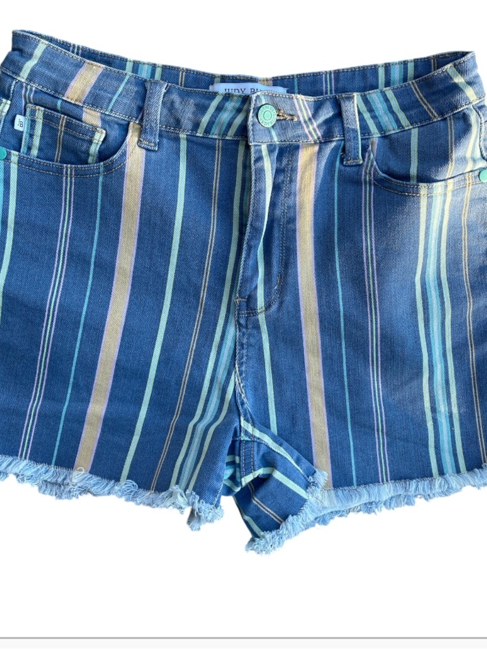 Judy Blue striped jean shorts high rise size large 28 waist